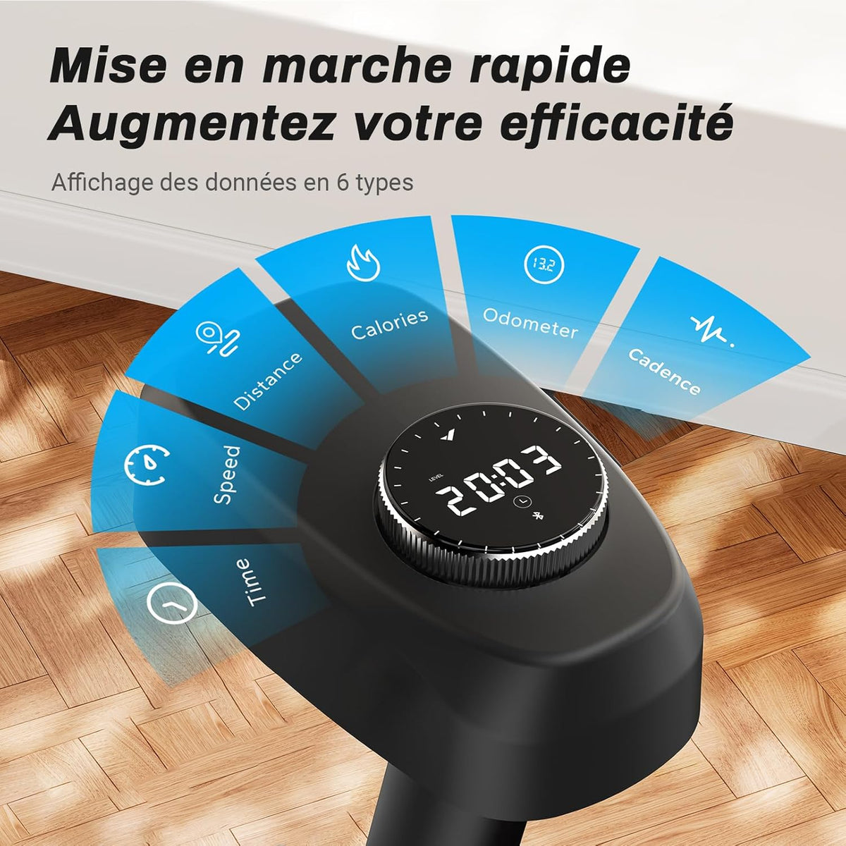 Vélo d'appartement Ultra-silencieux Connecté, 4 en 1 avec Résistance Magnétique 16 Niveaux, Écran LCD